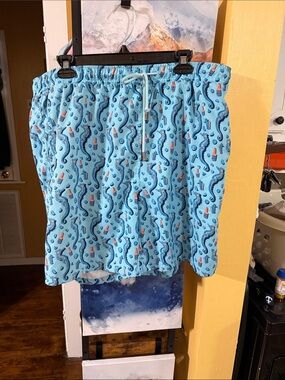 Peter Millar Light Blue Seahorse Print Swim Shorts *fragranced